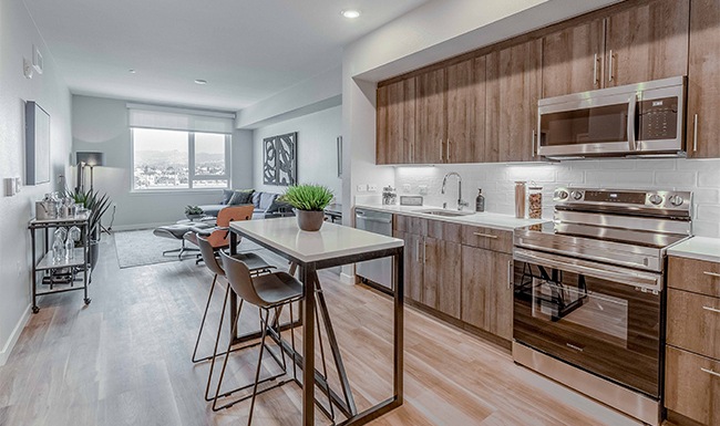 kitchen with an island